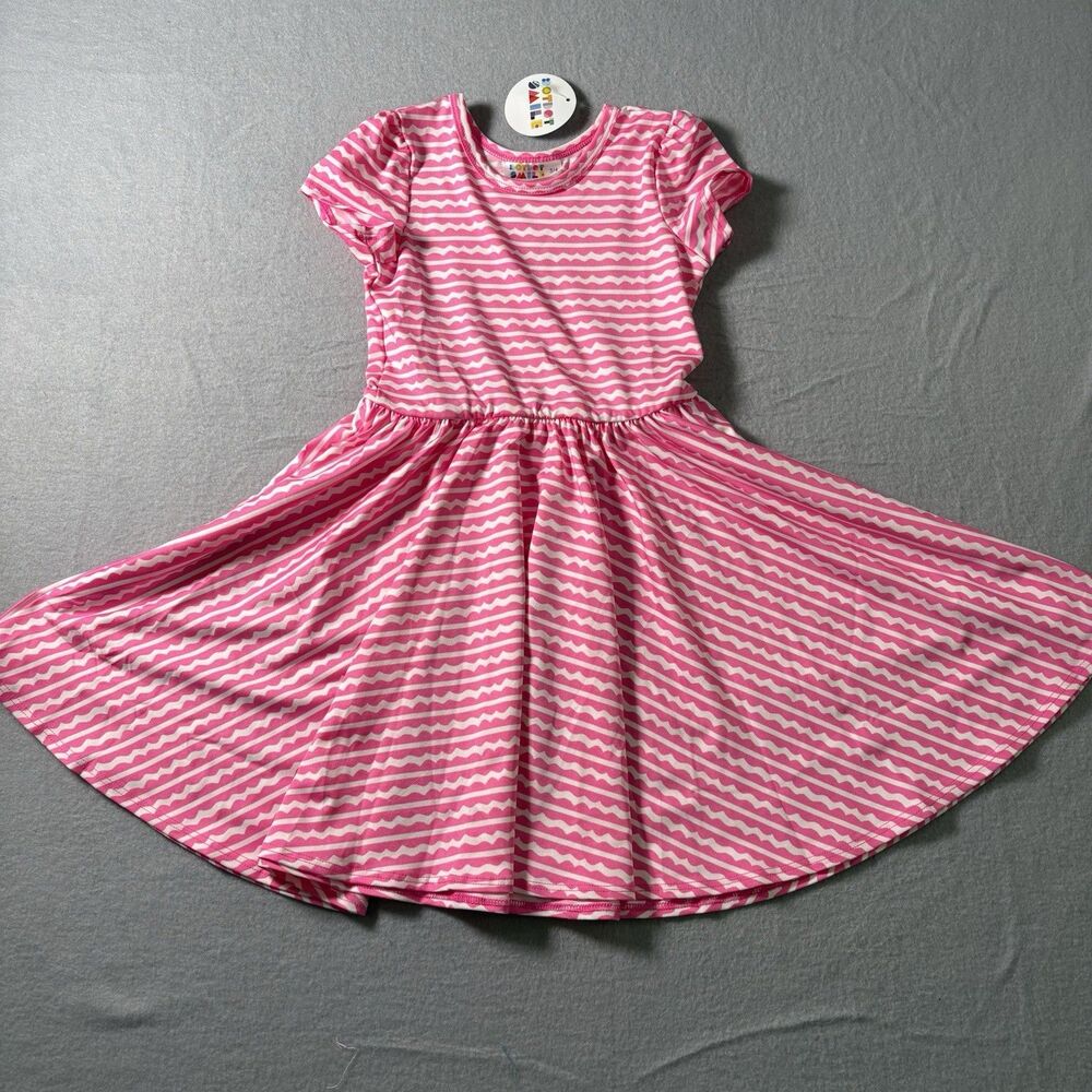 NEW Dot Dot Smile Pink Stripe Twirl Dress Girls Size 3/4
